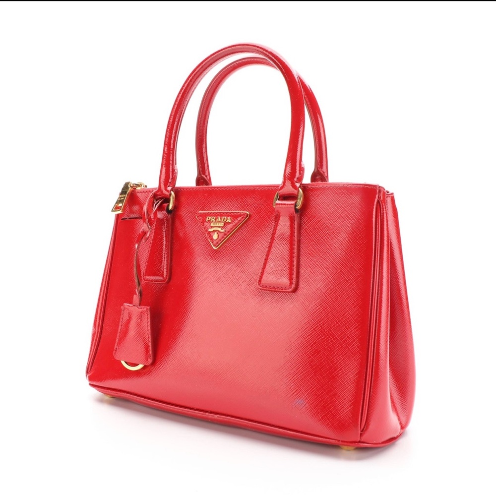 Prada Red Saffiano Patent Leather Tote Bag